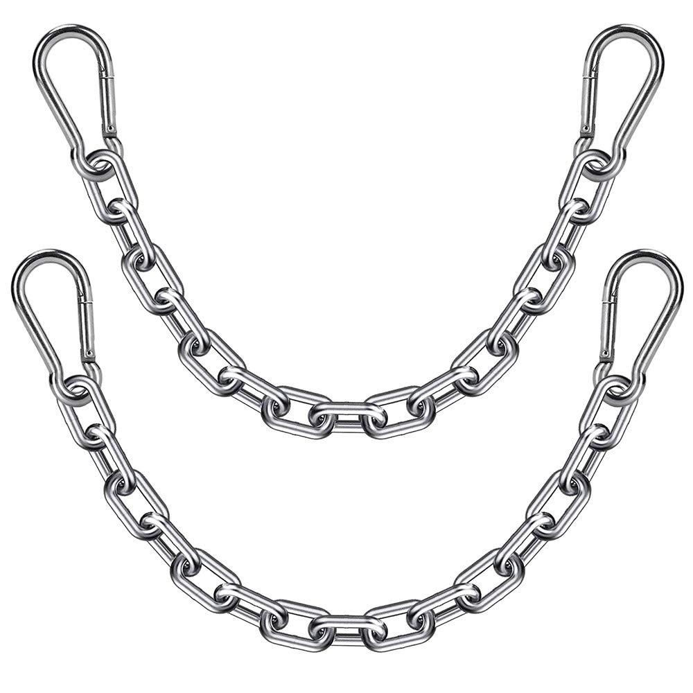 WAREMAID 2個 ハンギングチェア鎖 と 4 スプリング フック,304 ステンレス スチール ブランコハンモッ..