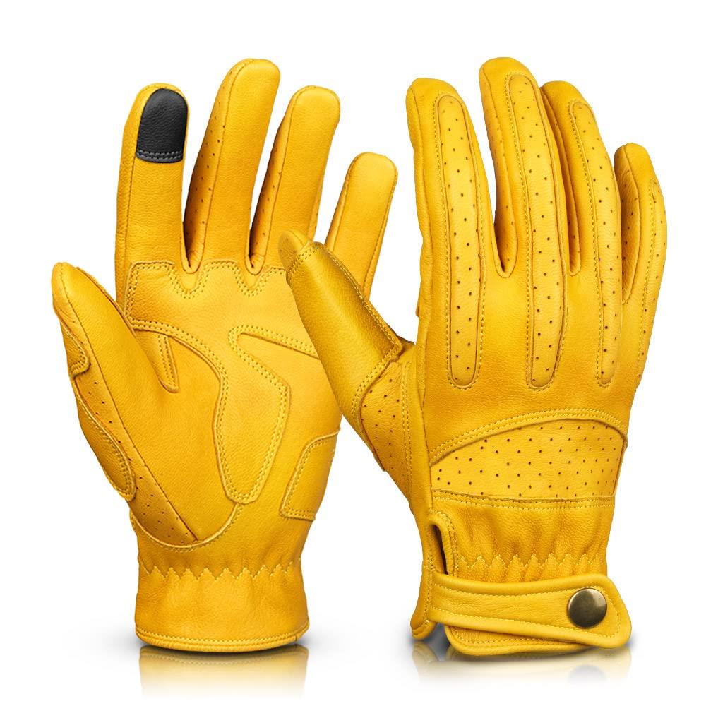 【ネット限定ブランド】OZERO(オゼロ) バイクグローブ 春秋 夏 スマホ対応 革手袋(山羊革) オートバイ サバゲー 自転車 アウトドア 通気性 すべり止め...