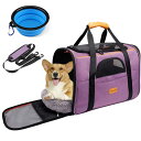 猫 キャリー バッグ 折りたたみ ペットキャリー 4way ショルダー 中・大型猫用・小型犬用 リュック 変形しない 通気性 臭気がない 車載/ドライブ/キャンピング/旅行/通院/災害避難用 (マット付き)(飛び出し防止リード付き)(猫食器付き) (B-パープル(Mサイズ:43*28*35cm))