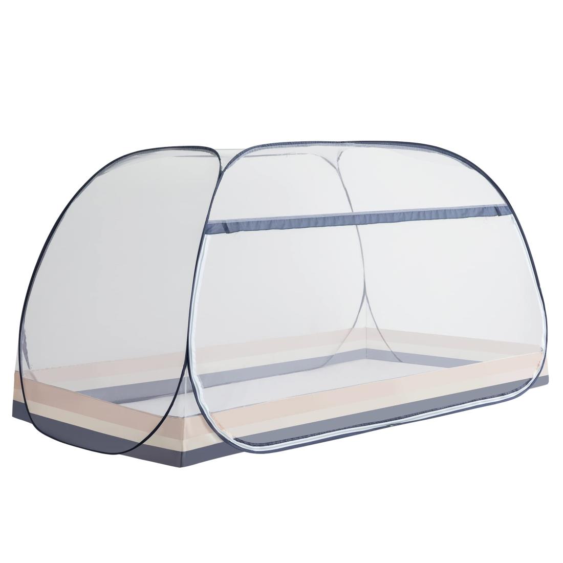 蚊帳（かや) テント式 ワンタッチ 一人用 箱型の蚊帳 底生地付き 虫/蚊よけ ムカデ対策 密度が高い 持ち運べる 組み立て簡単 収納便利 収納袋付 野外キャンプ 旅行 アウトドア100*195*105