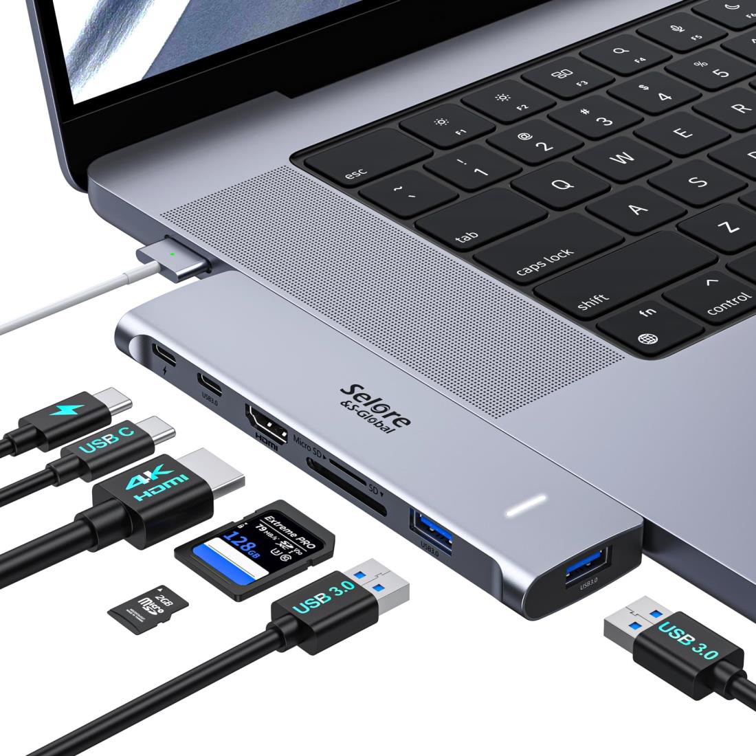MacBook Air ハブ macbook ハブ mac ハブ 7in2 Macbook Pro/Air専用 4K@60Hz対応 HDMIポートThunderbolt 3ポートUSB-C PD メディア ハブ 100W Power Delivery 対応