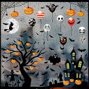 【LEISURE CLUB】ハロウィン ウォールステッカー 静電 窓 ガラス ステッカー シール 109pcs halloween 飾り 剥がせる 装飾 インテリア DIY 部屋 店舗 デコレーション (HW076-1)