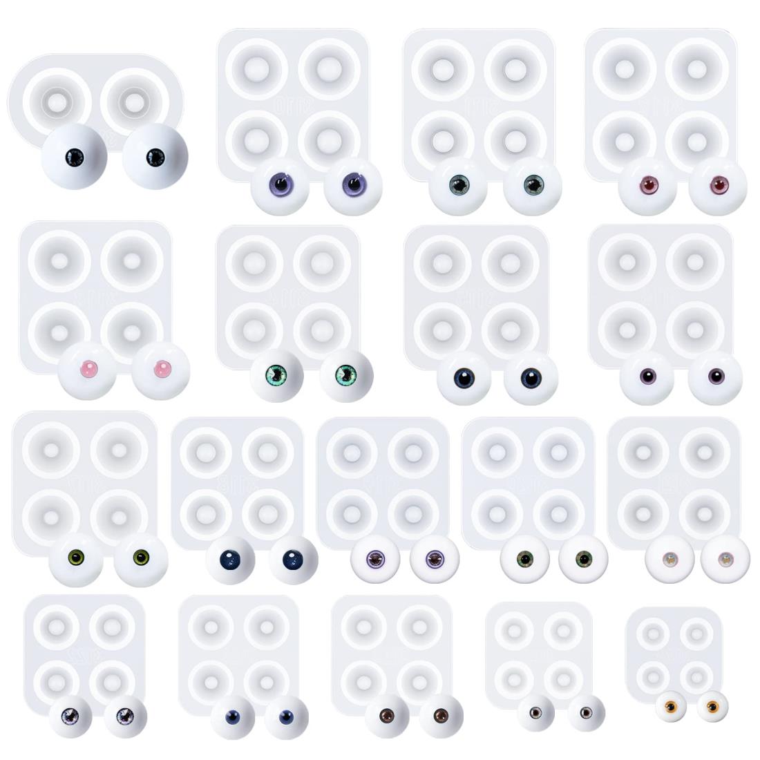 WANDIC ドールアイモールド, 眼球ドームシリコーン金型樹脂眼球金型BJD人形重い瞳孔アイクリアシリコーン金型用DIYクラフト, 18セット