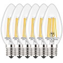 Zohadtak シャンデリア電球 6W E17口金 60W形相当 LED電球 エンジン電球 2700K 電球色 720lm フィ ラメント電球 クリアタイプ 蝋燭型 レトロ電球 高演色 広配光タイプ 調光器非対応 PSE認証済み 6個入 (E17, 電球色)