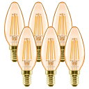 LVWIT シャンデリア電球 E12口金 4.5W(36W形相当) 420lm フィ ラメント電球 LED 燭台電球 2400K 省エネ PSE 調光器非対応 ...