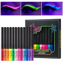 ネオン リキッド アイライナー セット 12 色 UV グロウ マット アイライナー 防水 & 防汚 長持ち カラフル 蛍光 ボディ フェイス ペイント メイクアップ 日常着 ハロウィン クリスマス(4)