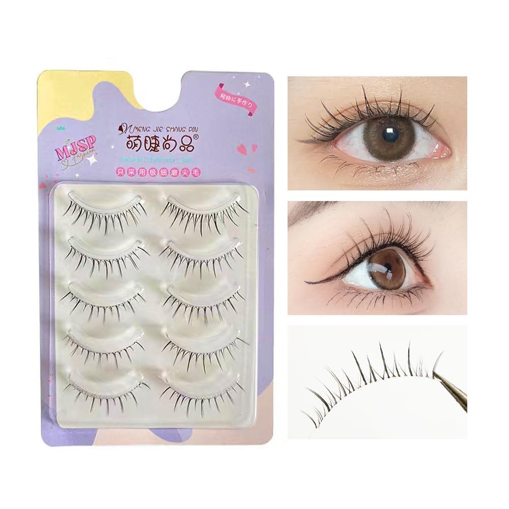 つけまつげ ナチュラル 5ペア 人気 短め 透明軸 繰り返し 芯が柔らか 超軽量 柔らかく 手作り 女優まつ..