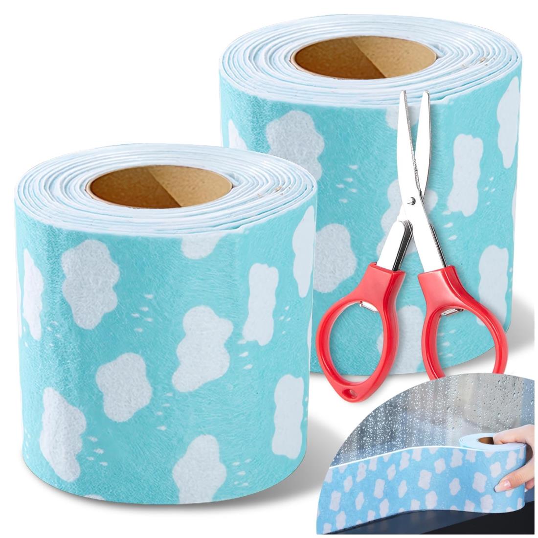 ViYoung 結露テープ 2個セット 結露シート 窓 ガラス カビ 防止 結露シート テープ 結露対策 結露吸水 防カビ 貼るだけ 幅8cm×長さ280cm はさみ付属し（ブルー）のサムネイル