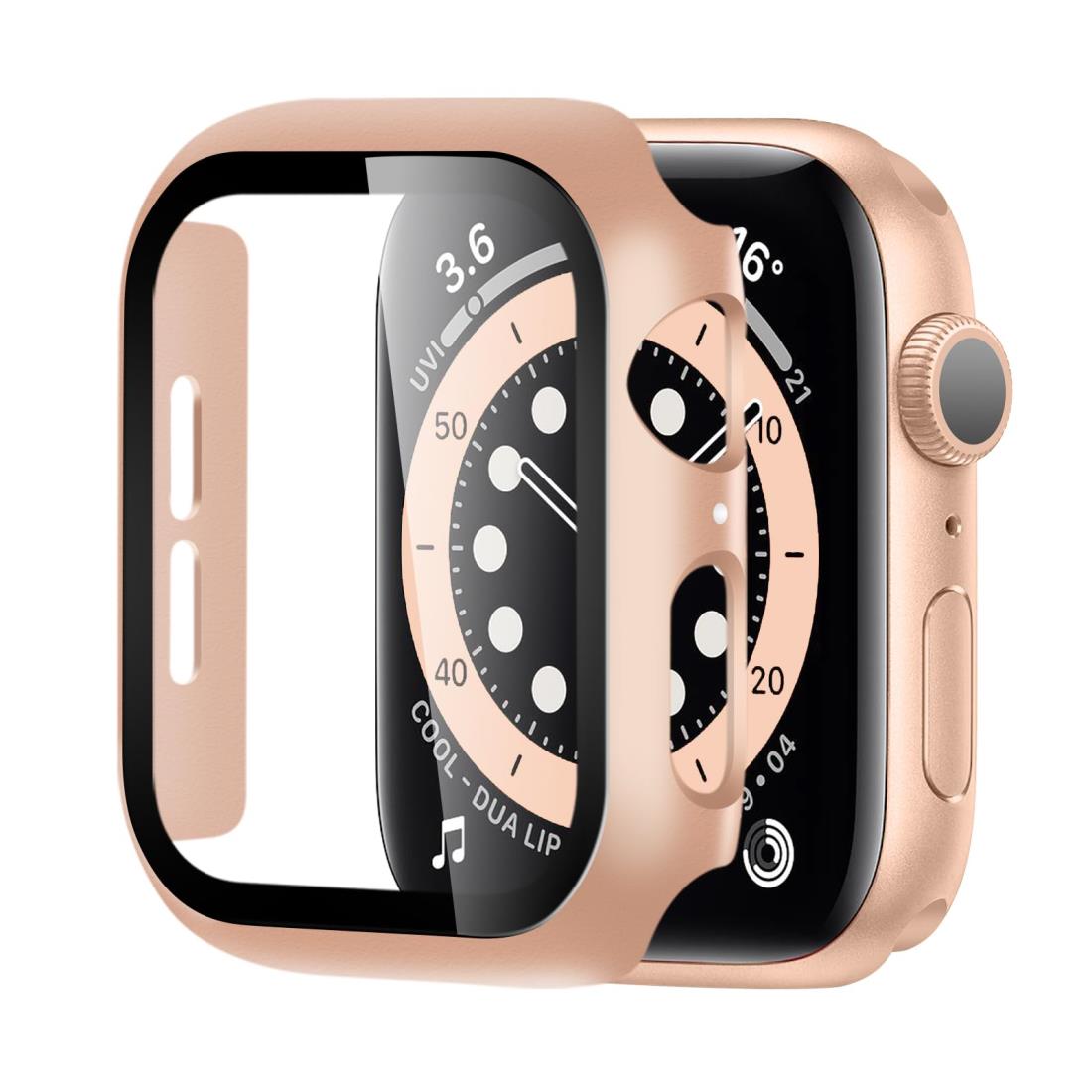 BELIYO Apple Watch ケース 44mm 対応 アッ プルウォッチ カバー 一体型 Apple Watch カバー 全面保護 二重構造 アッ プルウォッチ ケース PC素材 日本旭硝子材 キズ防止 軽量 強化ガラス Apple Watch Series SE2/SE/6/5/4 アッ プルウォッチSE2/SE/6/5/4 対応(44mm,ローズ