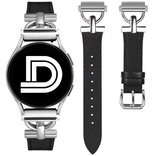 Samsung Galaxy Watch 7/FE/6/5/5 Pro/Watch 4 40mm 44mm/Watch 4 Classic 42mm 46mm バンド 本革 レザーバンド Galaxy Active 2 40mm 44mm/Watch 3 41mm対応 レディース 女性交換ベルト 20mm可愛いバンド オシャレベルト 柔らかい (ブラック+シルバー Samsung Galaxy Watch 7/FE/6/5/5 Pro/Watch 4 40mm 44mm/Watch 4 Classic 42mm 46mm バンド 本革 レザーバンド Galaxy Active 2 40mm 44mm/Watch 3 41mm対応 レディース 女性交換ベルト 20mm可愛いバンド オシャレベルト 柔らかい (ブラック+シルバー