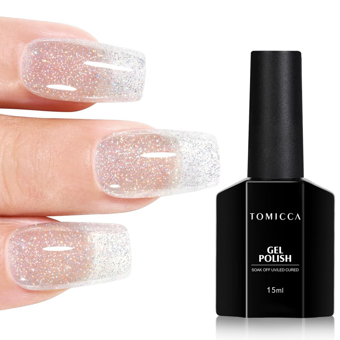 TOMICCA ジェルネイルグリッタシアーカラージェル 単色 透明感ある 15ml UV/LED対応 初心者＆プロ適用 ..