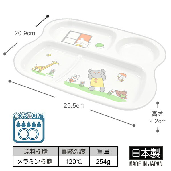 こぐまちゃんのメラミンランチプレート 日本製 食洗機OK しろくまちゃん ベビー食器 子供用食器 プラスチック お皿 丸皿 大皿 ワンプレート 軽量 おしゃれ 学校