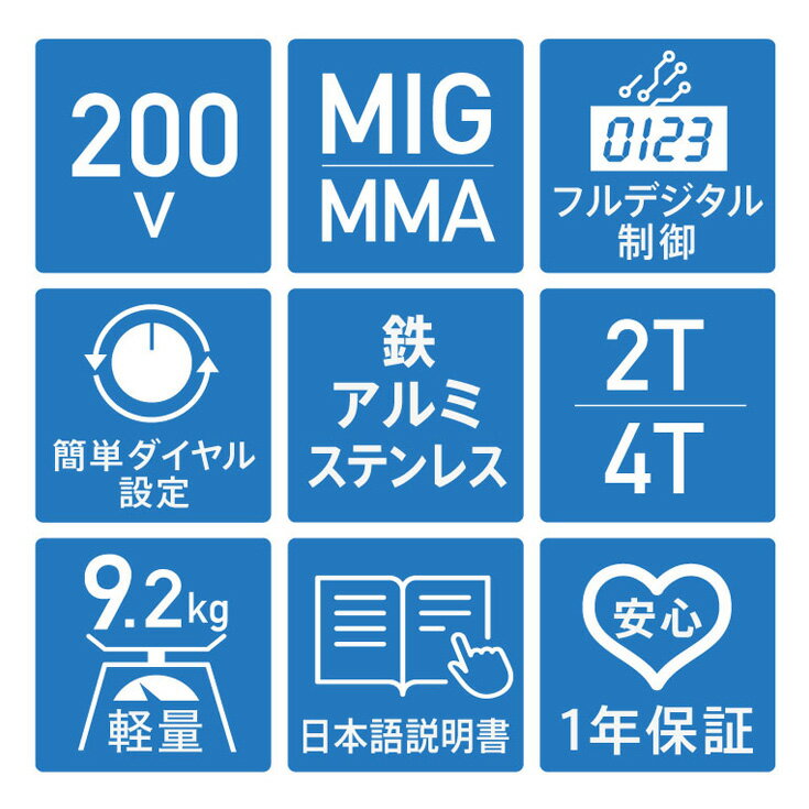 ＜数量限定＞MIG溶接機 溶接機 フルデジタル インバーター式 アルミ ステンレス 鉄 スチール溶接機 軽量 MIG/MMA YS-MIG200【2年保証】 3