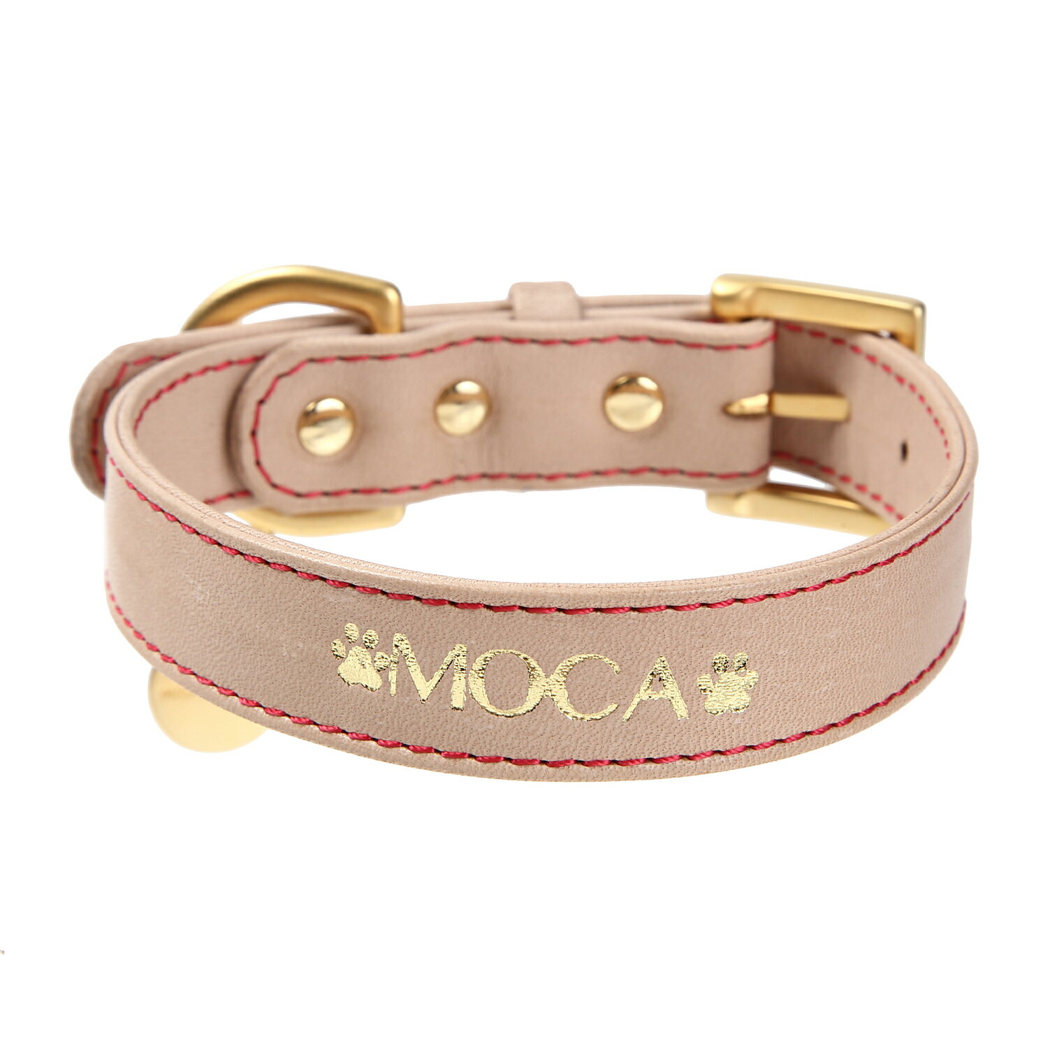 7周年記念イベントが 国産ヌメ革を表裏に使用し ワンちゃんのお名前が6文字まで刻印できます ヌメ革本来のナチュラル色と刻印色ゴールドまたマットなゴールド金具の組み合わせで品良くまとめました ヌメ革ネームカラー Lサイズmm幅 26ｃｍ 32ｃｍ 首輪 本革 くびわ