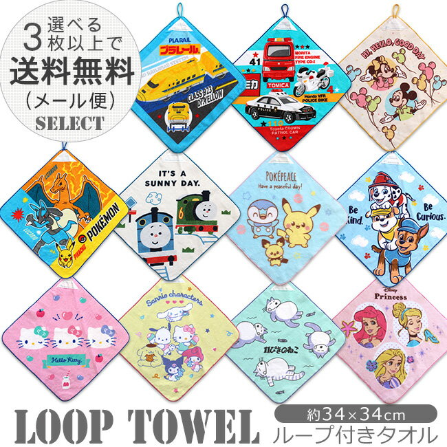 ループタオル 保育園 ハンドタオル キャラクターディズニー トミカ トーマス ポケモン ピカチュウ  ...