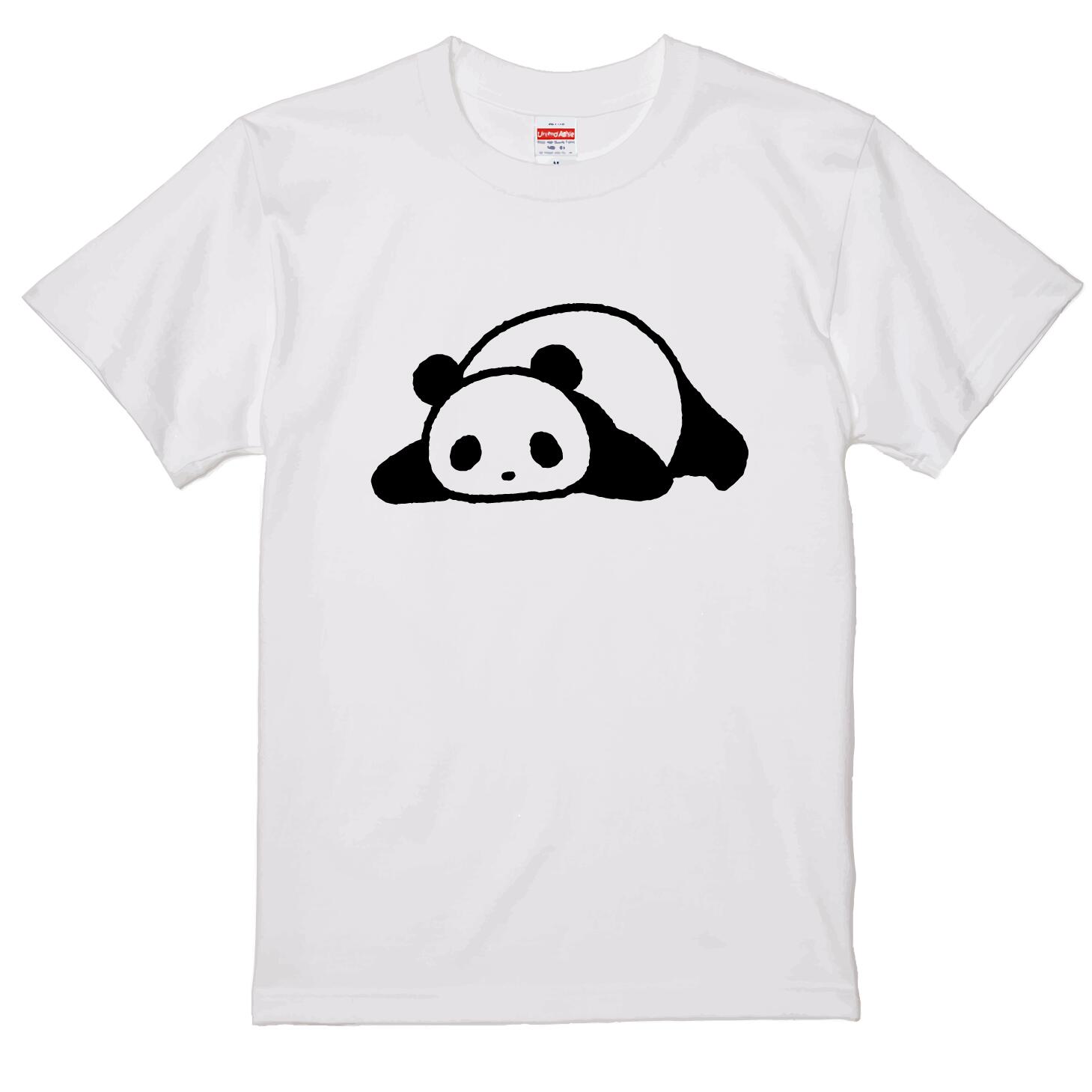 パンダ Tシャツ ゴロン 動物Tシャツ おもしろTシャツ パロディTシャツ ビンゴ大会 景品 ホワイト 白Tシ..