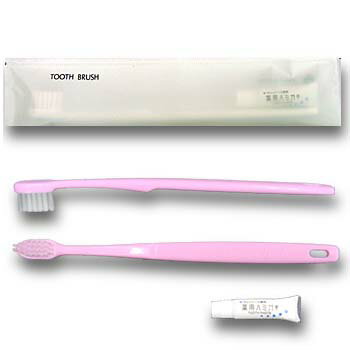 【ホテルアメニティ】ホテル業務用ハブラシ　マットシリーズ24穴3gチューブ付 ピンク(1セット2000本入)..