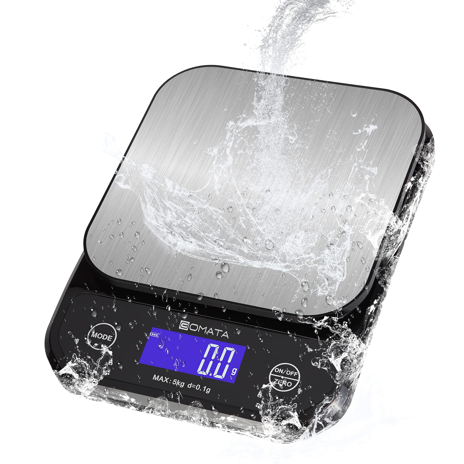 BOMATA (ボマタ) キッチン はかり 防水IP65 洗える 0.1g 5kg USB充電&乾電池 二式給電 全視角LCD タッ..