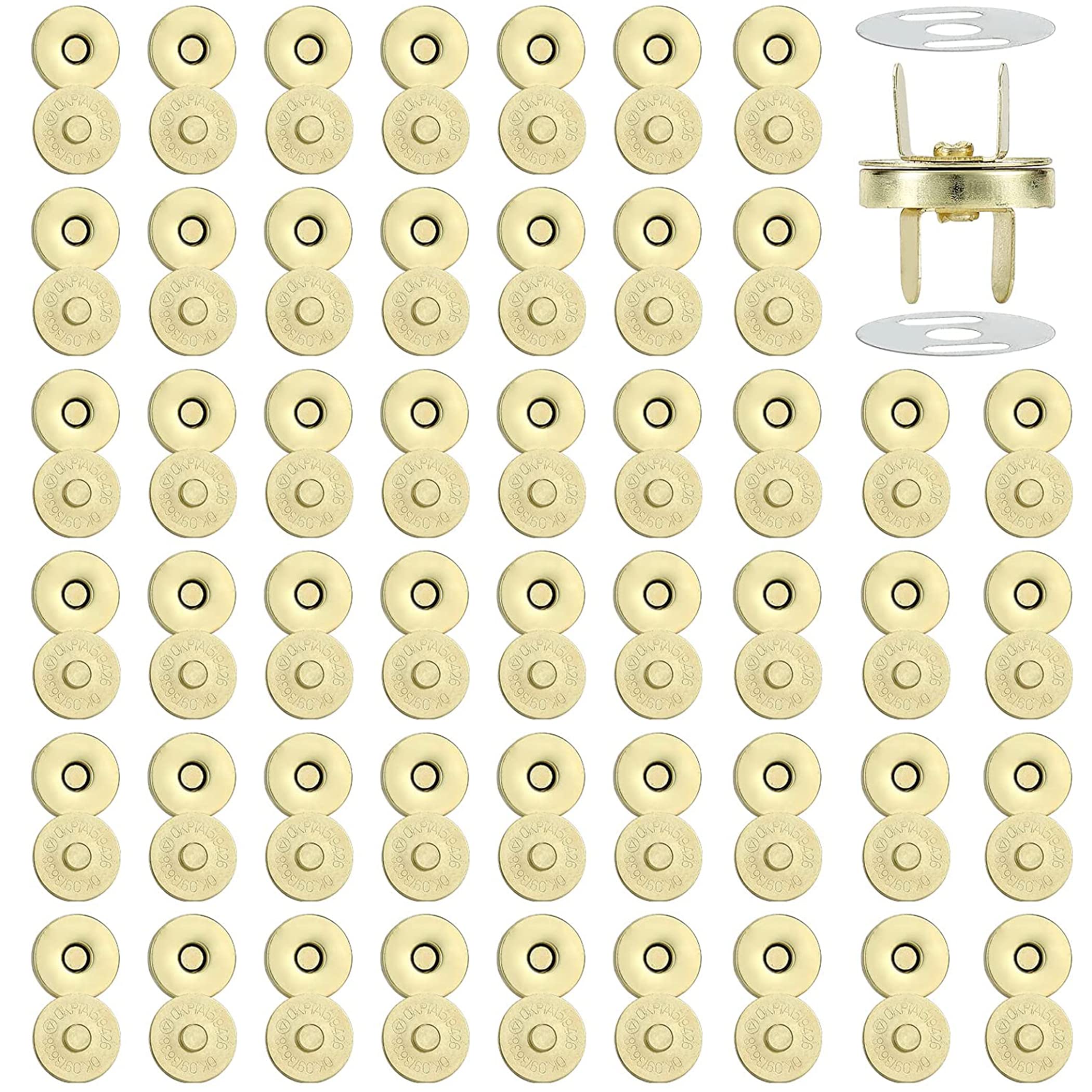 DERAYEE 磁気ボタン 差込式 留め具 DIY 手作り 50組 (ゴールド, 18mm)