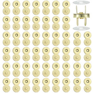 DERAYEE 磁気ボタン 差込式 留め具 DIY 手作り 50組 (ゴールド, 18mm)