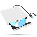 DETROVA 外付けDVD/CDドライブ DVDレコ CD/DVD-Rプレイヤー USB3.0&Type-C両用ケーブル Window/Linux/Mac OS対応 読み出し&書き込み エラー校正 TYPE-Cコネクター付き 景品DVD-R付き 日本語取扱説明書付き(ホワイト)