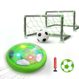 DEERC おもちゃ エアーサッカー サッカーボール 充電式 ホバーサッカー ゴール付き ボールセット LED付き 浮力 スポーツ 室内サッカー 親子ゲーム 子供 男の子 女の子 ギフト クリスマス プレゼント 小学生 中学生 KD002 緑