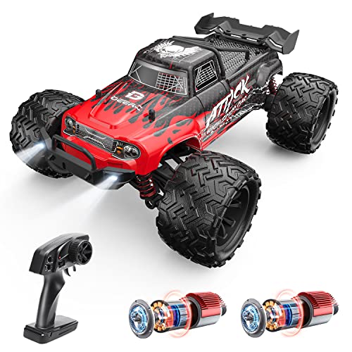 DEERC ラジコン ラジコンカー オフロード ダブルモーター 4WD 高速 30km/h 1/16スケール 電動RCカー RTR 全地形対応 2.4GHz レーシング 防振 プレゼント 贈り物 こども向け 大人向け 誕生日 クリスマス プレゼント 子供 男の子 彼氏 小学生 中学生 日本認証済み 日本語説