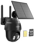 【2023年最新・WIFI/電源不要・SIMカード付属】COOAU 4G LTE通信 防犯カメラ 屋外 ソーラー 64GBMicro SDカード内蔵 監視カメラ 300万画素 4灯夜間カラー撮影 wifiなし ネット回線不要 太陽光給電 工事不要 電源不要 ネットワークカメラ 360度カメラ ワイヤレス 電池式