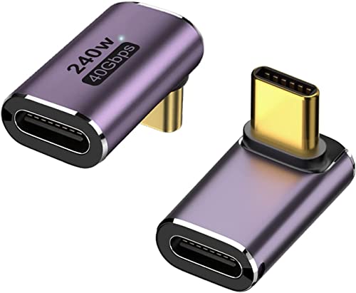 YFFSFDC USB4.0 C 変換アダプター 2個セット 上下90°ミドルベント L字 L型タイプc【40Gbps高速データ転送&240W/5A急速充電& 8K@60Hz映像出力】Thunderbolt 3/Mac Book Pro/Nintendo Switch/Nexus 6P 5X/Samsung Galaxy S8/LG G5 V20などのType Cデバイスに対応