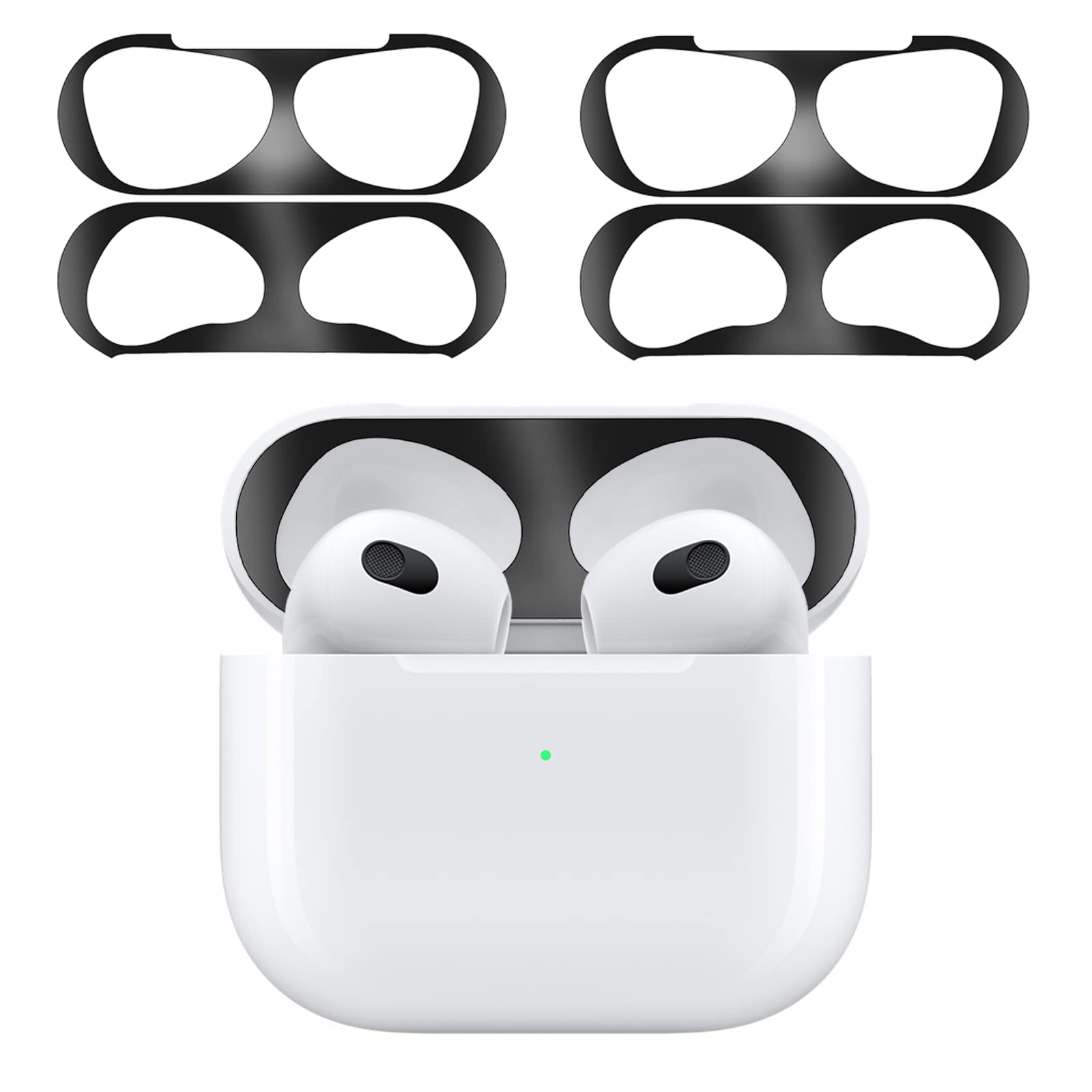 ELYBYYLE for AirPods 3 ダストガード エアーポッズ 3用 ガードカバー 故障防止 吸着 ほこり ゴミ 金属製 侵入防止 防塵 粉塵防止 ブラック 4枚（2セット）