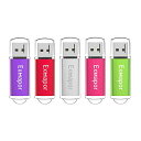 USBメモリー64ギガ Exmapor USB メモリ 5個セット 64GB キャップ式 メモリースティック 混合色（紫 赤 銀 ピンク 緑）