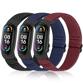 Xiaomi Mi Band 3 スマートウォッチ [Huamanlou] コンパチブル Xiaomi Mi Band 7/6/5 バンド 、弾性スポーツ 柔らかく快適で通気性の良い無段階で長さ調節ナイロンループ換えバンド3 Pack