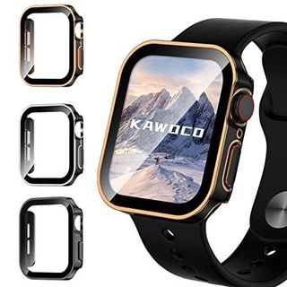 【3枚セット】Kawoco アップルウォッチ 防水 カバー 保護 iWatch 44mm SeriesSE SeriesSE2 Series6 Series5 Series4 直角エッデザイン apple watch 用 ケース 対応 44mm ブラック/ローズゴールド と ブラック/シルバー と ブラック