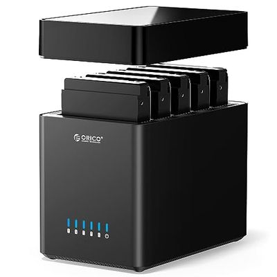 ORICO 3.5インチ HDDケース 5ベイ USB3.0接続 ハードディスクケース 磁気吸着デザイン 18TB*5台対応 SATA3.0 5ベイ ドライブケース アダプター付 ABS素材 工具不要 扇風機あり 自動睡眠 DS500U…