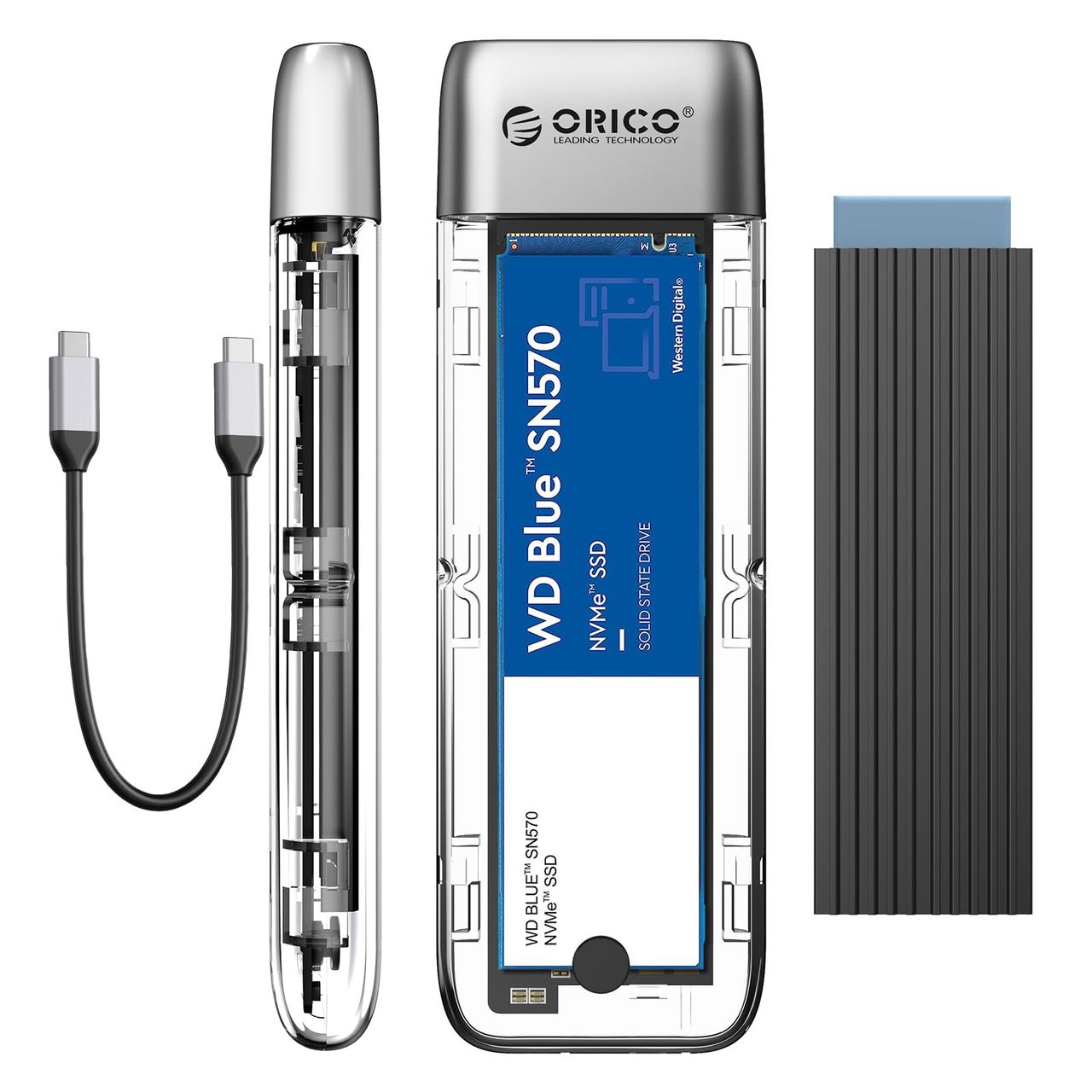 ORICO M.2 SSD 外付けケース 40Gbps 工具不要最新 USB4 NVMe M.2 SSDケース ファン内蔵の透明Thunderbolt 4 SSD ケース2230 2242 2260 2280(Mキーのみ)対応、USB4/3.2/3.0/2.0対応-TCM2U4 ブラック