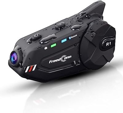 OBEST R1 Plus バイク インカム カメラ付き 「技適認証済」 イヤホン ドライブレコーダー 1080P 64gTFカード対応 ループ録画 撮影 WIFI録画伝送 Bluetooth 5.0 WIFI搭載 6人通話 防水仕様 日本語説明書