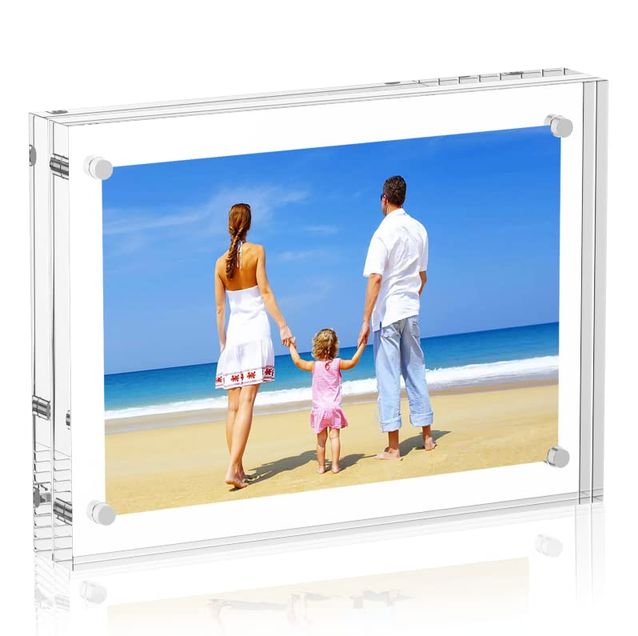 NIUBEE 127x178mm フォトフレーム 写真立て 額縁 全面透明アクリル板 2L判 強力磁石 綺麗なギフトボックス ご家族または恋人に最適の誕生日プレゼント 記念 プレゼント-5 x7