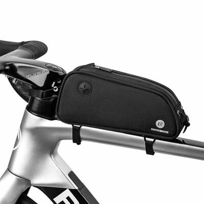 ROCKBROS(ロックブロス)トップチューブバッグ 自転車 ロードバイク バッグ 簡単装着 スリム フレームバッグ 収納バッグ 軽量 小物入れ 膝に当たらないデザイン サイクリング