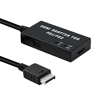 Mcbazel PS1/PS2専用 HDTVからHDMI変換アダプターケーブル アスペクト比切り替えスイッチ内蔵 4:3から16:9変換可能 HDMI変換接続コンバーター-PS/PS2対応-ブラック