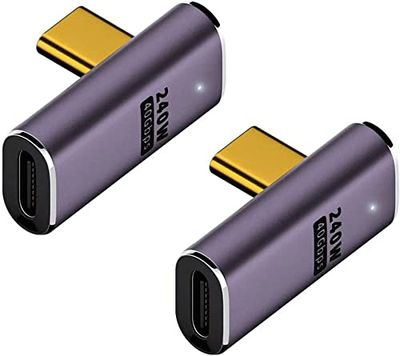 MUXER USB C 変換 アダプター L字【40Gbps高速データ転送/240W PD急速充電/8K 60Hz HD映像信号伝送】Type C 変換 アダプタ オス メス 変換 PC/MacBook/Androidスマホ/Switchおよびその他のUSB Cデバイス対応 2個