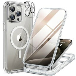 Miracase iPhone15pro 用 ケース MagSafe対応 9H 強化ガラス 360°保護 スマホケース iPhone15pro 用 カバー 全身バンパー保護ケース 6.1インチ フルカバー ワイヤレス充電対応 マグセーフ対応 マグネット搭載 クリア