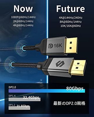 16K DisplayPort ケーブル 2.1規格 1M【VESA認証】Silkland ディスプレイポート ケーブル 16K@60Hz 8K@60Hz 4K@240Hz/165Hz/144Hz DPケーブル【80Gbps / HDR/DSC/FreeSync＆G-Sync】DP 2.1 ケーブル 3