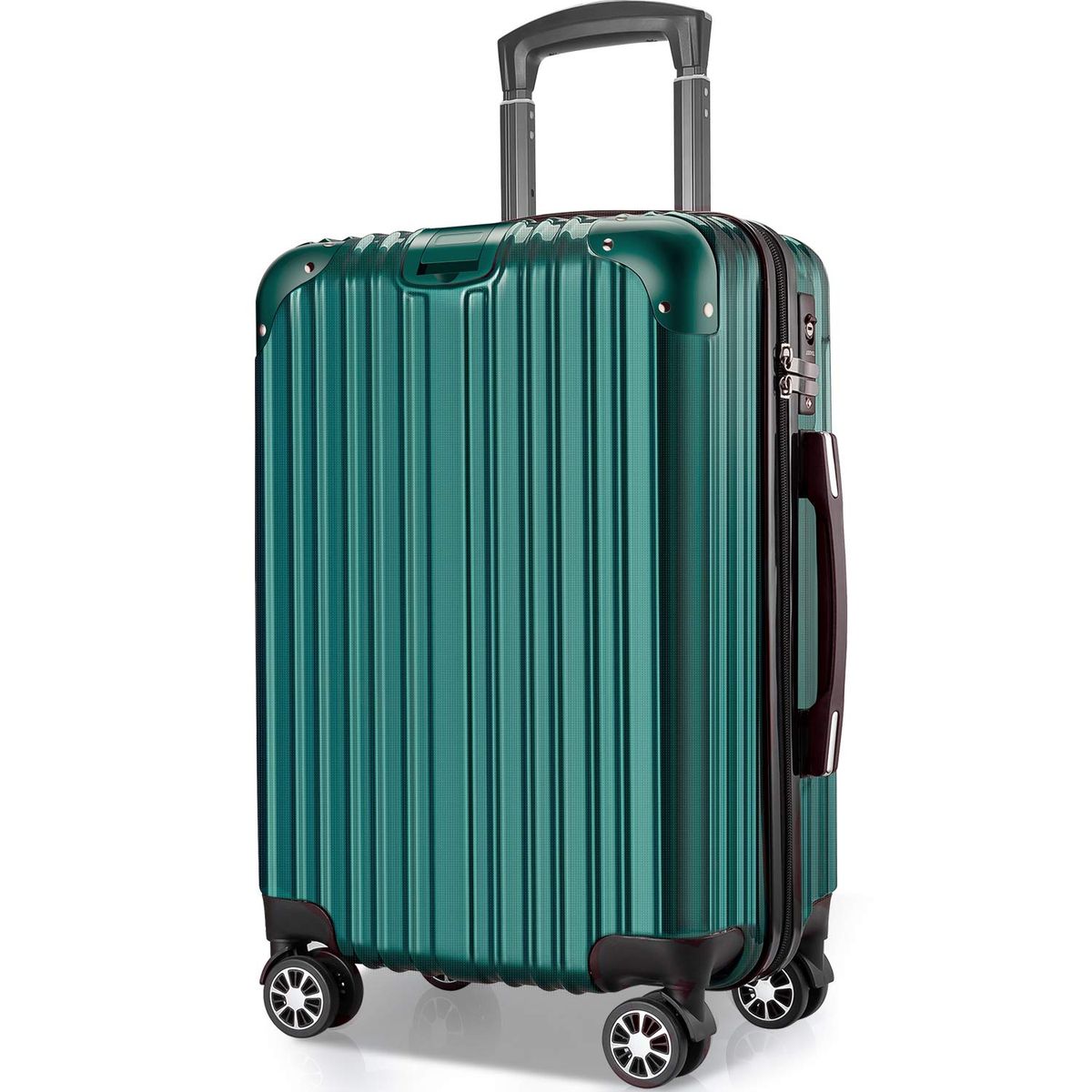 [VARNIC] スーツケース キャリーバッグ キャリーケース 機内持込 超軽量 大型 静音 ダブルキャスター 耐衝撃 360度回転 TSAローク搭載 ファスナー式 旅行 ビジネス 出張 (M サイズ(65L), 緑)
