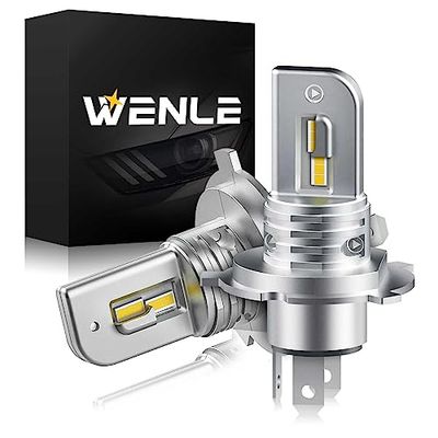 WENLE(ウエンレ) 新型 超小型サイズ 爆光 H4 H19 共用 led ヘッドライト車検対応 HI/LO 13000LM 60W イエロー 3000K ファンレス LEDバルブ DC12V車対応 2個入 1