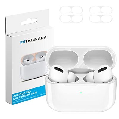 TALENANA AirPods Pro2 用 ダストガード アップル エアーポッズ プロ2コーティング メタリックプレート ホコリガード 防塵 カバー 保護シール 汚れ防止 シール 極薄 イヤホン アクセサリー 金属製 おしゃれ 取付簡単 専用設計 メタリック シンプル 人気 2セット (ホワイ