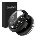 YOFITAR for Pixel Watch 2/Pixel Watch 1 用 ケース Pixel Watch 2/1保護カバー ガラスフィルム 一体型 PC素材 全面保護 超薄型 装着簡単 耐衝撃 高透過率 指紋防止 傷防止 pixel watch 2/1アクセサリー Pixel watch 2//Pixel Watch 1 case ブラック