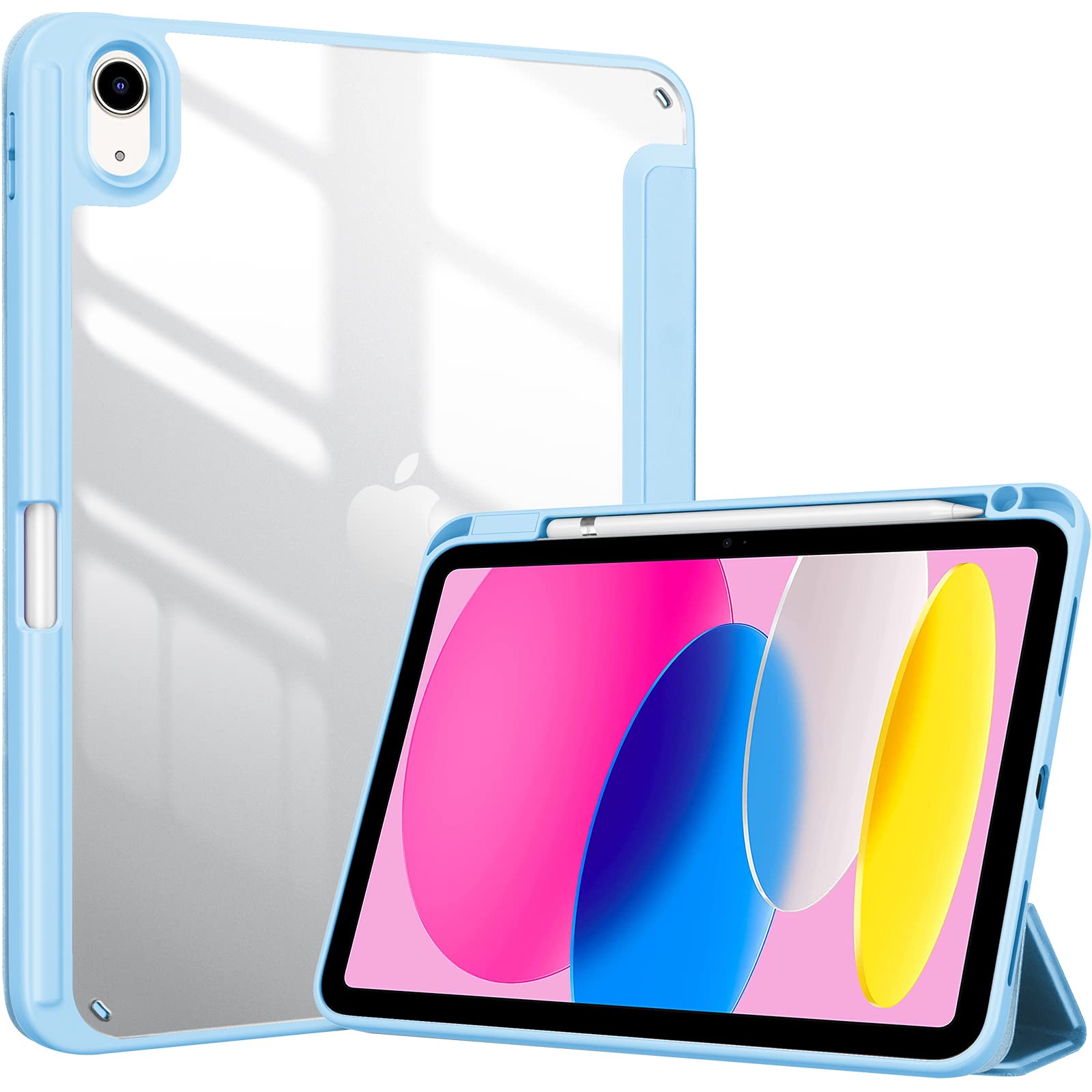 ProCase iPad 10世代 ケース 2022 10.9インチ A2696 A2757 A2777 ペン収納 耐衝撃 三つ折り スタンド ..