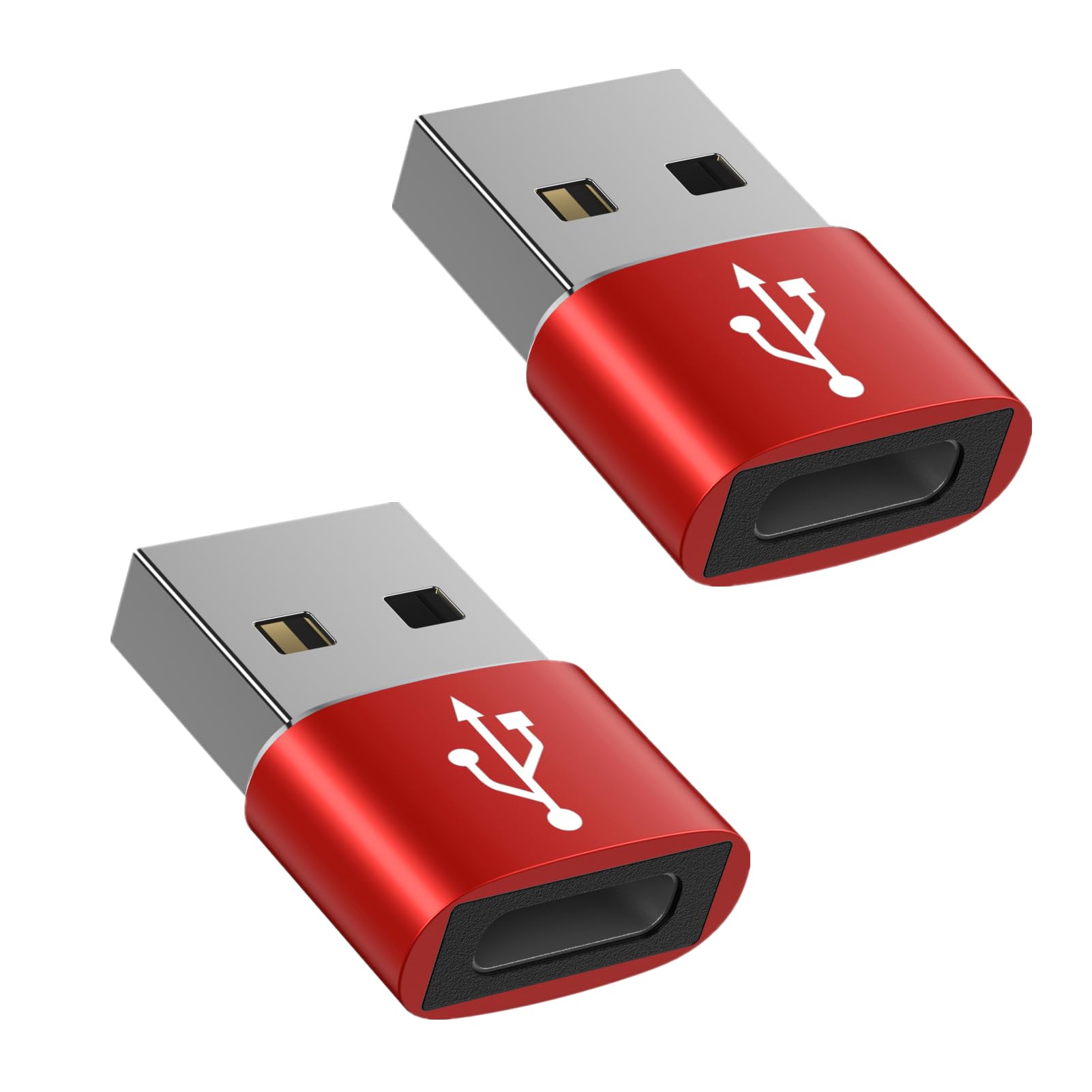 USB Type-C 変換アダプタ USB タイプC （メス） To USB 2.0（オス） 変換 [ QC3.0 急速充電・高速データ転送同期] Windows 10 / Mac OS MacBook iPad Pro iPhone 13/12/11 Pro Maxなどに対応 (2個セット・レッド)