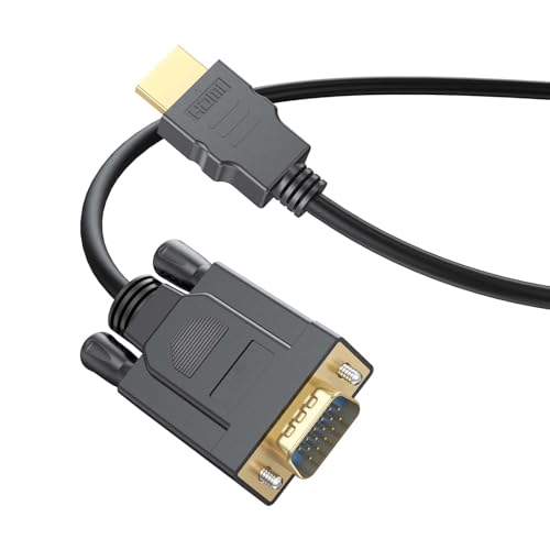 楽天You and Me 楽天市場店HDMI VGA 変換ケーブル 【金メッキコネクター 1.8M】HDMI to VGA ケーブル HDMI Dsub 変換 ケーブル 単方向伝送（オス-オス） PC、ノートパソコン、 モニター、デスクトップパソコン、プロジェクター、などに対応（ブラック, 1本）