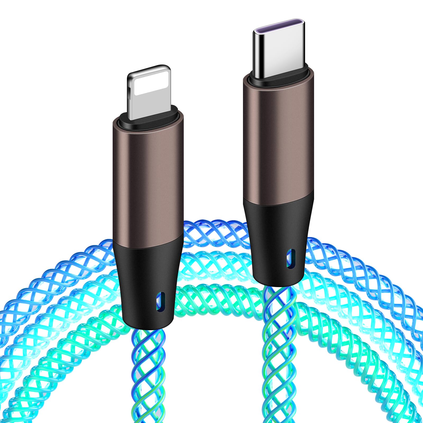 光る ライトニングケーブル usb-c 1M iPhone 急速充電ケーブル タイプc ライトニング アイフォン 充電ケーブル 高速データ転送対応 高耐久 断線防止 RGB 車用充電ケーブル cタイプ 充電コード タイプc ライトニングケーブルPD対応 iPhone14/13/12/11/SE/X/XR/XS Max/8/7